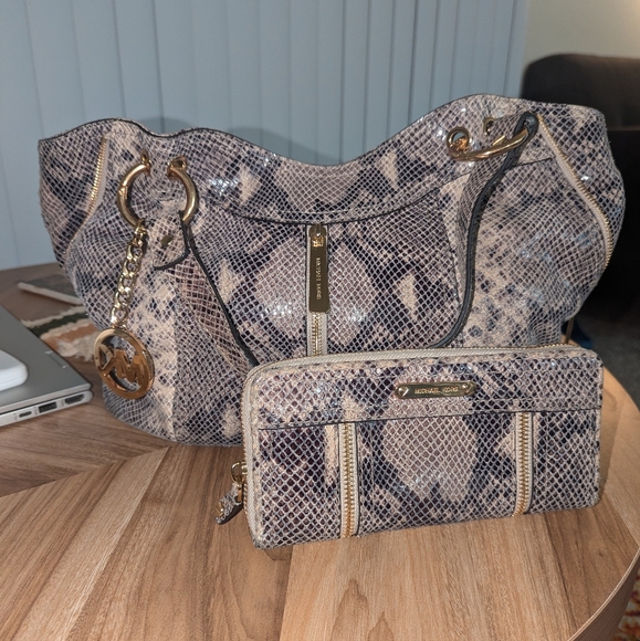 Michael Kors Handbags - Michael Kors Snakeskin Shoulder Bag
